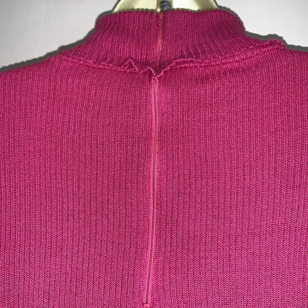 ‎Vtg 80s Pierre Cardin magenta ribbed turtleneck